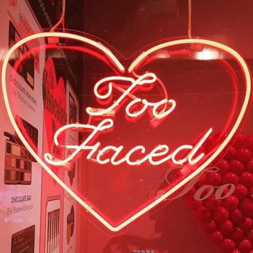Neon Sign Too Faced with Heart Neon light Home Neon Wall Sign Window Hotel Wedding Lamp Recreational Handmade Real glass TUBE