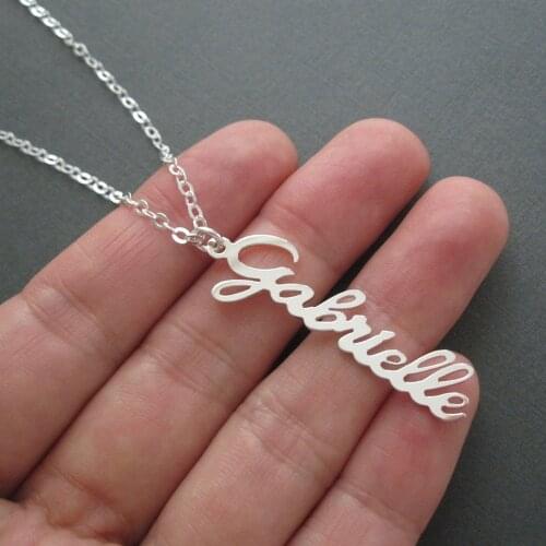 Cute Vertical Name Choker Necklaces For Women Best Friend Gifts 304L Stainless Steel Silver Color Custom Nameplate Long Necklace