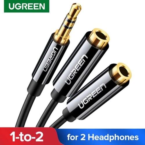 Ugreen Jack 3.5mm Splitter Adapter Audio Cable 3.5mm Male to 2 Female Headphone Splitter Aux Cable for iPhone Samsung MP3 Player