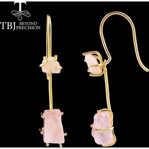 Colorful Opal Rose quartz Hook earring ,handmade unique design natural gemstone Rough 925 sterling silver fine jewelry for women