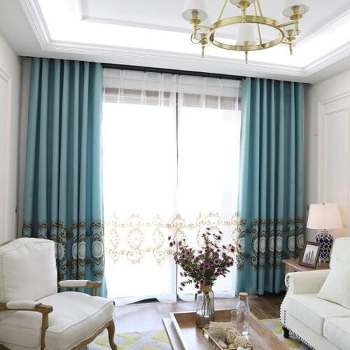 New Modern Simple High-end Curtain Exquisite High Shading Mixed Imitation Linen Embroidered Curtains for Living Room Bedroom