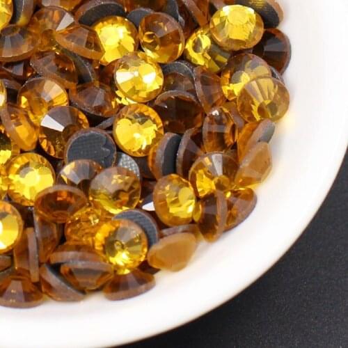 SS6-SS30 DMC Rhinestones For Clothes Flat Back Rhinestones Hot Fix Crystal Glass Topaz Stones Iron On Strass For Bags Decoration