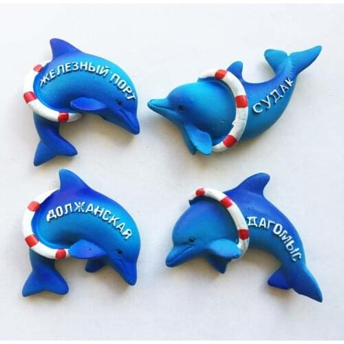 Russia Travel Souvenirs 3D Creative Cute Dolphin Show Fridge Magnet Refrigerator Magnetic Stickers Home Decoration