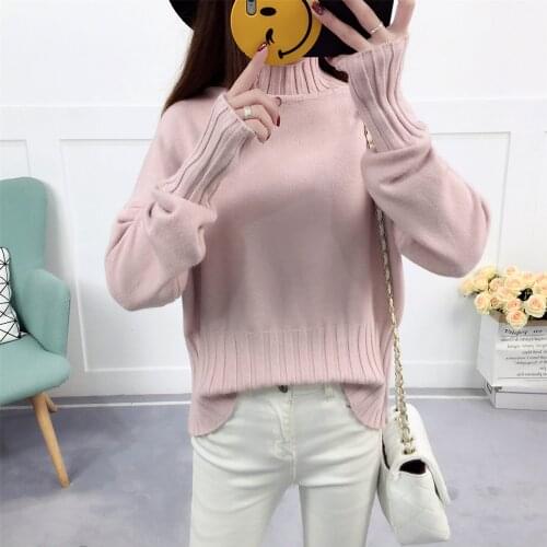 Sweater Turtleneck 2021 Solid Color Casual Loose Brief Thick Fashion Popular Autumn Winter Sweaters Vestidos LXJ674