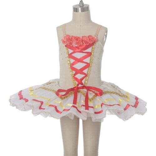 Dance Favourite Girls Ballet Tutu Dress, Lyrical & Contemporary Dance Costumes White Ballerina Dance Costumes 16018