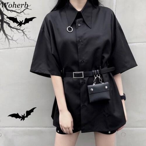 Woherb Womens Black Shirts