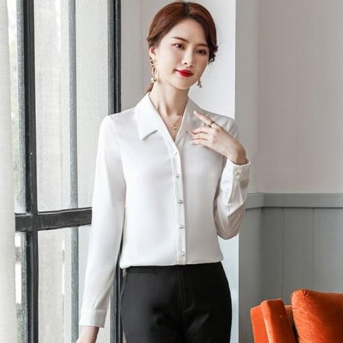 Sping Fall Blouses Shirts Formal OL Styles Long Sleeve Formal Women Business Work Wear Office Ladies Blouse Tops Clothes