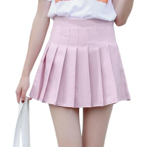 Female Skirt, Solid Color High Waist Pleated Skirt Mini Dress Leisure Wear for Women