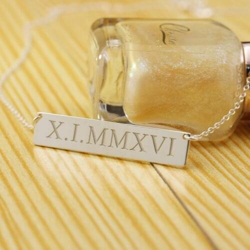 Fashion Customized Roman Numbers Necklace 925 Solid Silver Memorial Necklace Personalized Digit Necklace Women