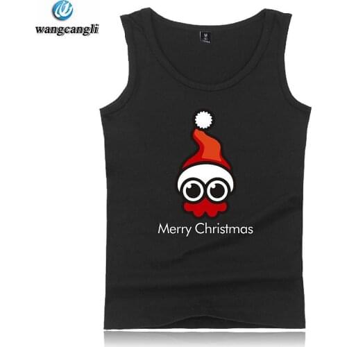 Merry Christmas Print Vest Summer Soft Sleeveless tank top undershirt Funny Cartoon Plus size Female Street Wear tshirt T shirt