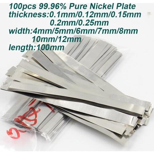 100PCS 99.96% Pure Nickel Plate Strap Strip Sheets for 18650 cell Battery welding nickel plate