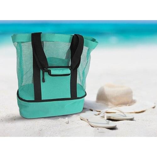 2 in 1 Cooler Picnic Bag Beach Bag Oversized Lightweight Mesh Beach Tote Bag Summer Storage Travel For Outdoor Beach A66