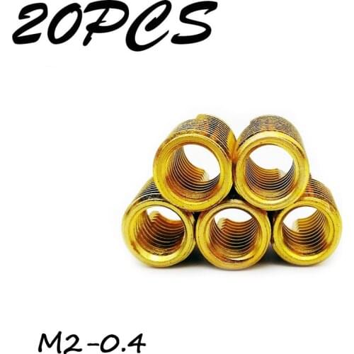 20Pcs M2-0.4 Galvanized Self Tapping insert Screw Bushing 302 Slotted Type Wire Thread Insert Nut Repair