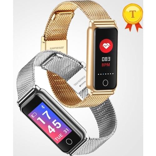 2018 best gift to woman stainless steel Strap Smart Band Heart Rate Blood Pressure Smart Bracelet Wrist band Fitness Tracker