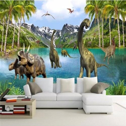 Beibehang for walls 3 d Large Murals Jurassic era dinosaurs Photo 3d Wallpaper for living room sofa bed bedroom 3d flooring