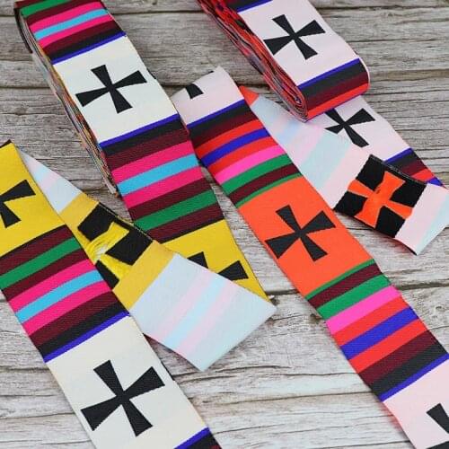 7 Yards 5CM Colorful Stripes Woven Jacquard Ribbon Embroidery Webbing Vintage Ethnic Lace Trim DIY Clothes Accessories Fabric