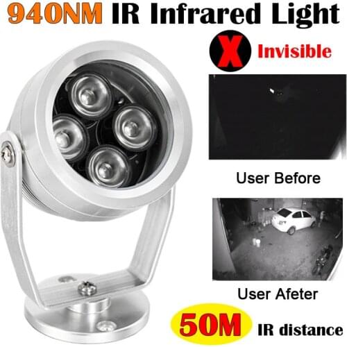 940nm 50m IR Distance 4PCS Array Led Waterproof CCTV Surveillance Camera Night Vision Fill Light Invisible Infrared Light