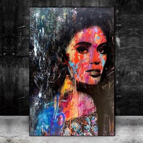 Abstract Woman Graffiti Art Canvas Paintings On the Wall Art Posters And Prints Modern Art Canvas Picture For Living Room Cuadro