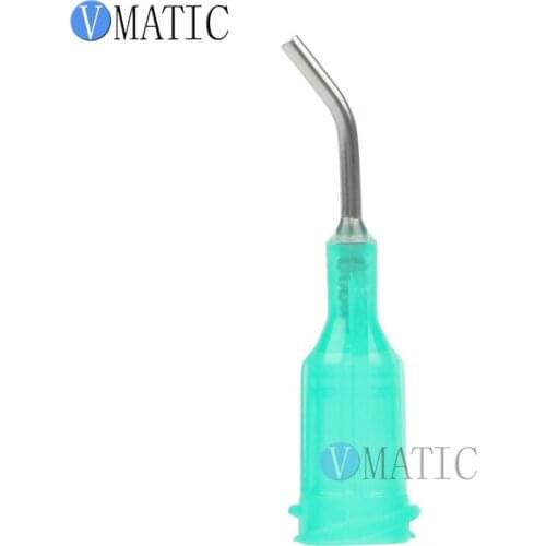 Free Shipping 100Pcs 18G Green 0.5'' Tube Length 45 Degree Bent CE Approved Glue Dispensing Needles Tips 1/2 Inch