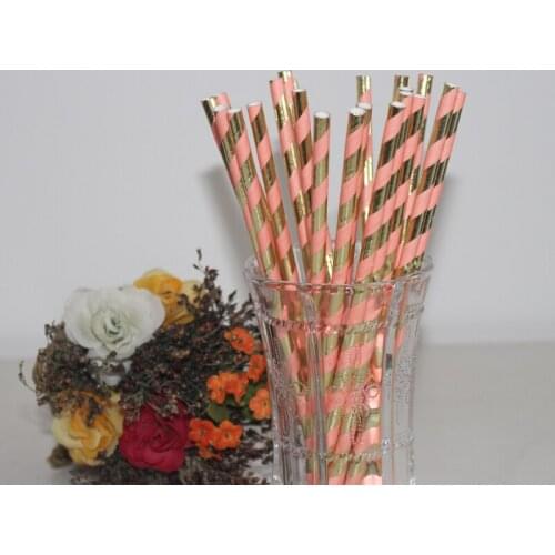 Free DHL Paper Straws Gold Foil Stripe Paper Straws,Gold foil/Coral Stripe Paper Straws Mint Gold Foil Straws Mix 1000pcs