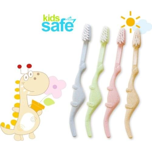 Baby Toothbrush Natural Wheat Straw Cartoon Toddler Kid Newborn Dental Oral Care Bamboo Fiber Kids Toothbrush Hot Sale 2018