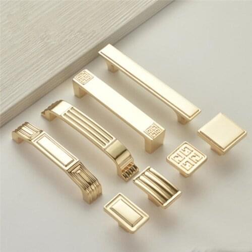 European Bright Gold Solid Copper Handle Solid Wood Cabinet Door Cabinet Closet Bookcase Shoe Cabinet New Chinese Drawer Handle