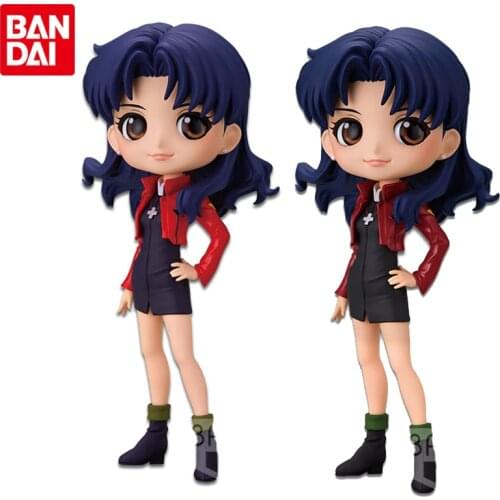 Bandai Genuine Q Posket NEON GENESIS EVANGELION Katsuragi Misato Anime Action Figures Collectible Model Ornaments Gifts Toys