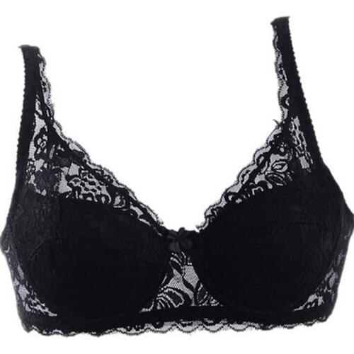 Hot 2019 New Sexy Ladies Big Size 3/4 Cup Lace Push Up Bra Women Black Bra lette Deep V Bras Underwear Large Cup B Plus Size