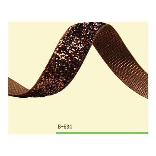 Coffee Elastic Glitter Velvet Ribbon Hair Tie Ribbon 3/8" Elastic Velvet Metallic Ribbon Price Negotiated