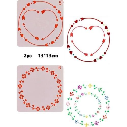 2pc Arrow Love Heart Painting Template Diy Embossing Stencil Accessories Sjablonen Scrapbooking Reusable Office School Supplies