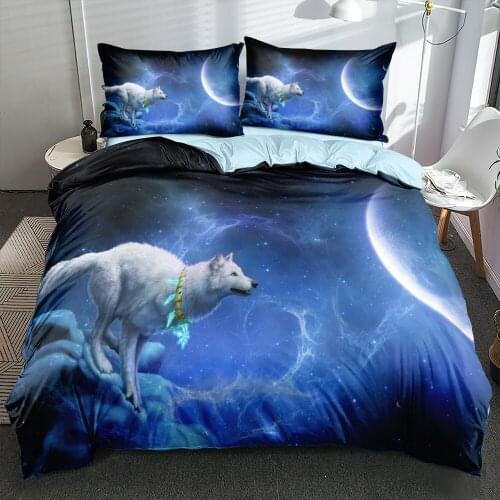 3D Duvet Cover Set King Bed Linen Queen Quilt/Comforter Covers and Pillowcases 3-Piece Bedding Sets Animal Wolf Home Textiles