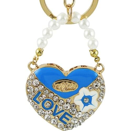 Hot Sale Creative Women Handbag Jewelry Heart Shaped Bag Pendant Crystal Earrings Gold Color Keychains Charm Gift Novelty Items