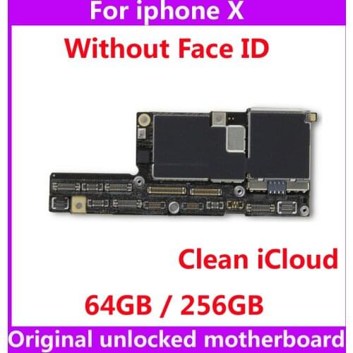 64GB 256GB IOS system logic board For iphone X Original motherboard without face ID unlock mainboard for iphone 10 Clean iCloud