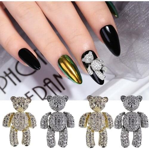 Metal zircon 3D nails diamond bear crystal nail decoration butterfly nail art jewelry nails rhinestone nail sequins nail glitter