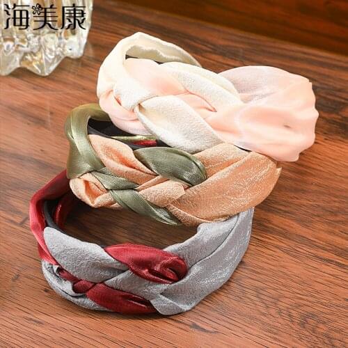Haimeikang Double Color Block Headband New Solid Color Hair Accessories Wide Weaving Hairbands Braided Hair Hoop Fashion Women