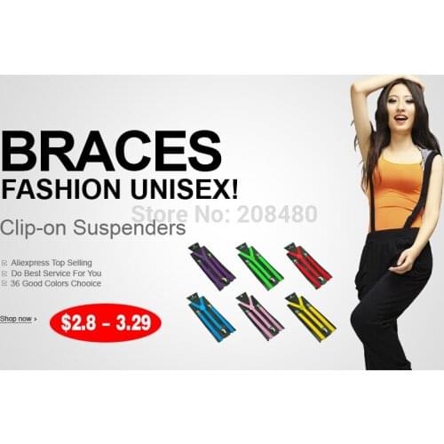 Women Mens Unisex Clip-on Braces Elastic Slim Suspenders 1Inch/2.5cm wide Y-Black Suspenders Wholesale & Retail Multi Color