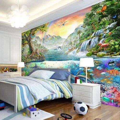 Custom Size Photo Wallpaper 3D Ocean Forest Murals Kids Bedroom Living Room Home Decor Removable Wall Painting