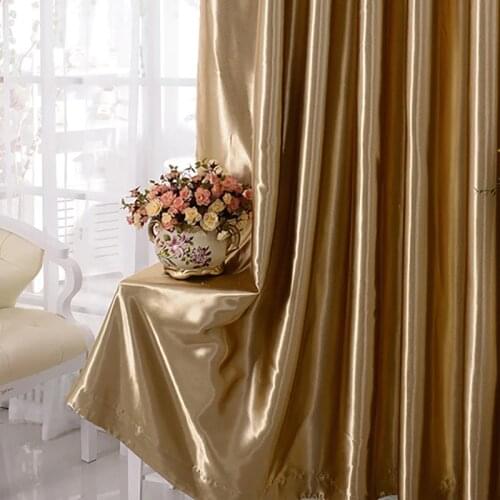 Luxury Golden Blackout Curtains for Living Room Bedroom Gold Lining Cloth for Window Drapes Screen *VT