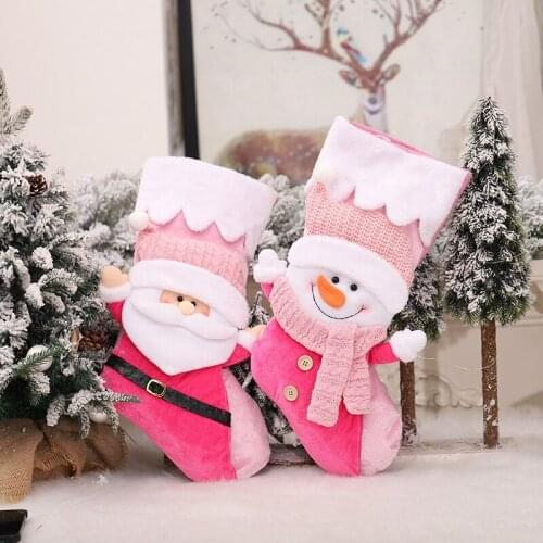 Christmas Stockings Socks With Snowman Santa Elk Bear Printing Xmas Candy Gift Bag Fireplace Xmas Tree Decoration New Year