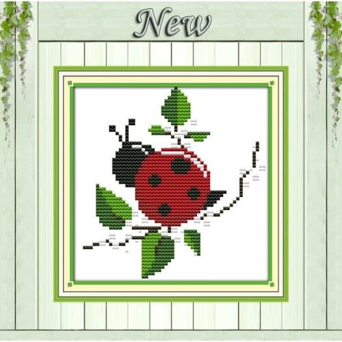 Coccinella septempunctata paintings pattern printed on canvas DMC 14CT 11CT Cross Stitch chinese Needlework Embroidery Sets kits