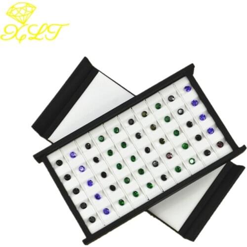 PU Leather Bare Stone Jewelry Box Magnet Gemstone Storage Display Box Gem Display Counter Exhibition Lid V Groove Diamond Box