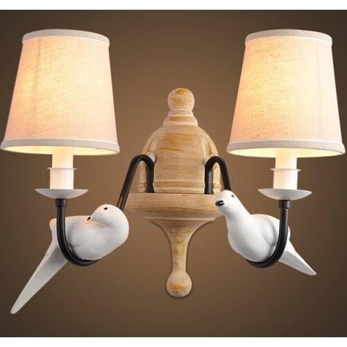 Nordic Modern E14 LED Resin Fabric Wall Sconce Bird Shape Metal Painting Wall Lamp for Home Lighting Aisle Corridor Light
