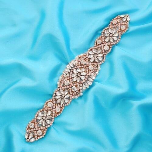 Rhinestone Handmade DIY Accessories Bridal Garment Wedding Dresses Silver Beaded Wide Applique Pearl Gold Wholesale S155