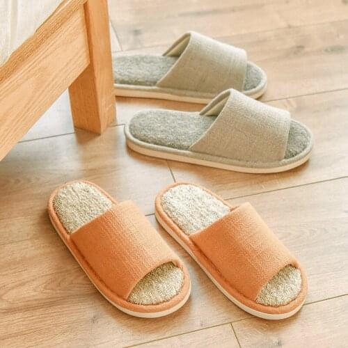 Comfory Women Men Home Slippers Indoor Fabric Cotton Japanese Style Concise Flax Slides All Season House Breathable Shoes Unisex