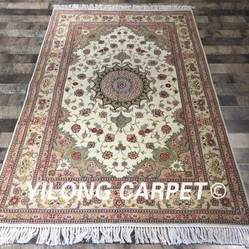 Yilong 4'x6' handknotted persian area rug durable parlor oriental handmade wool silk carpet (WY2075S4x6)