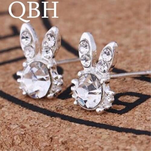 New Fashion Tiny Brincos Full Crystal Animal Bunny Rabbit Stud Earrings for Women Ear Jewelry Boucles d'oreilles bijoux
