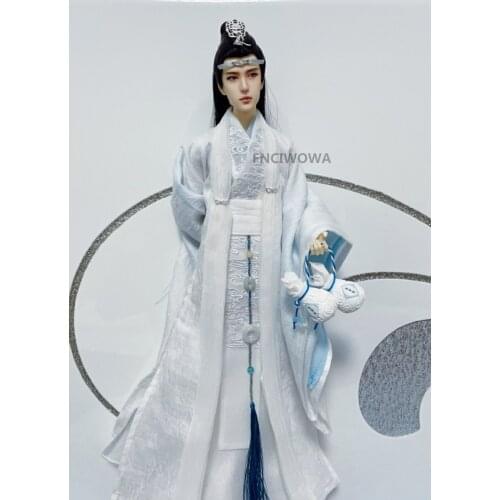 1/6 BJD Figure Doll Clothes The Untamed Lan Wangji Wang Yibo White Set Custom Made Male Chinese Costume Highend Art Collection