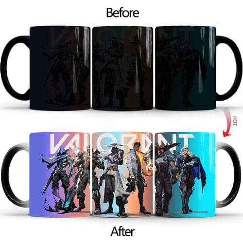 1Pcs New 350ml Valorant Color Changing Mugs Milk Coffee Tea Cups Gift for Friends Children Game Players