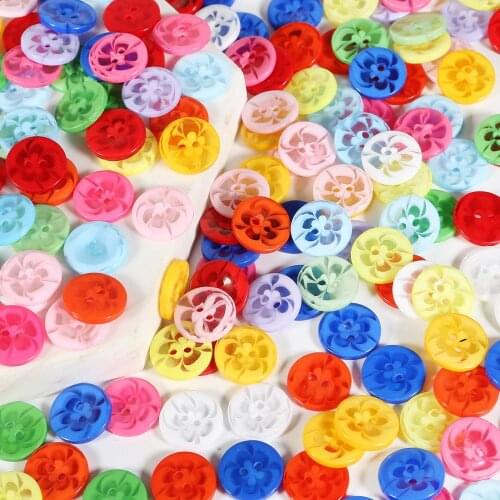100PCS 14MM Transparent Mixed Flowers Shape Dyed Resin Buttons Coat Boots Sewing Clothes Accessories Decoration Scrapbooking