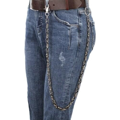 2021 New 79cm full Skull Biker Jean Wallet Belts Silver Ghost Rock Punk Hip-pop Metal KeyBelt Pants Belt Men Jewelry DR93